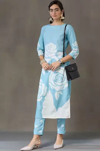 formal women printed kurta with trousers