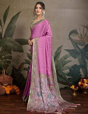 lavender ethnic motifs saree 2