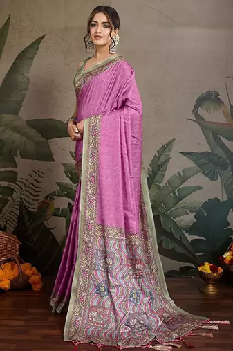 lavender ethnic motifs saree