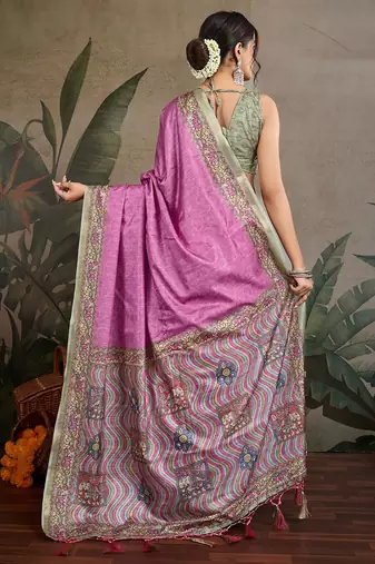 lavender ethnic motifs saree