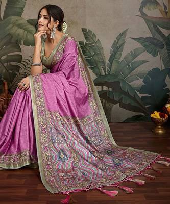 lavender ethnic motifs saree 4