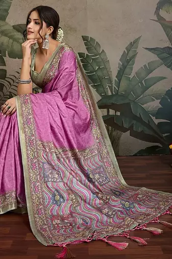 lavender ethnic motifs saree