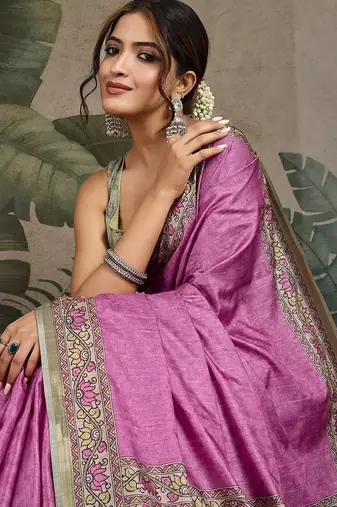 lavender ethnic motifs saree