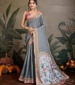 grey printed saree