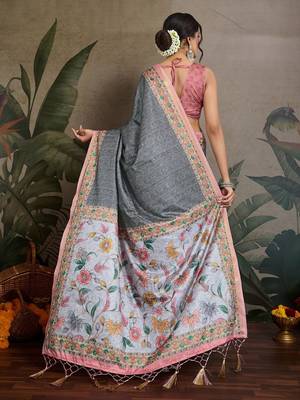 grey printed saree 3
