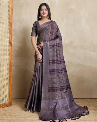 coffee ajrak printed  saree 1