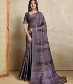 coffee ajrak printed  saree