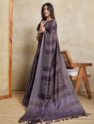 coffee ajrak printed  saree 2