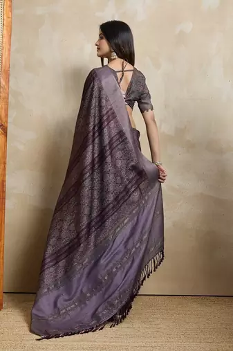 coffee ajrak printed  saree