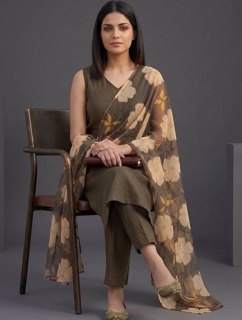 tailored women kurta with trousers with dupatta