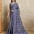 blue ajrak block handloom saree with tassels