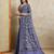 blue ajrak block handloom saree with tassels