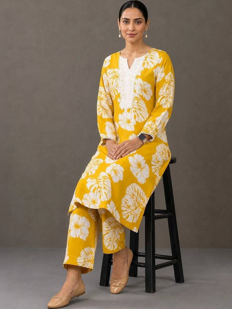 formal women printed kurta with palazzos
