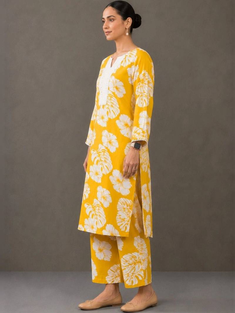 formal women printed kurta with palazzos