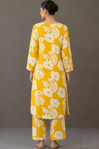 formal women printed kurta with palazzos