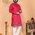 Red heavy linen cotton embroidery sequence work premium designer only kurta