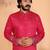 Red heavy linen cotton embroidery sequence work premium designer only kurta