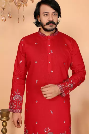 White heavy linen cotton embroidery sequence work premium designer only kurta