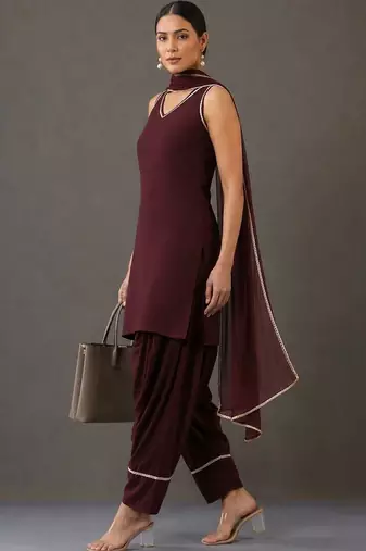 structured women kurta with patiala with dupatta