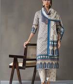 tailored women printed kurta with trousers with dupatta