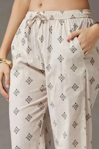 tailored women printed kurta with trousers with dupatta