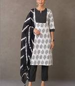 workwear women printed kurta with trousers with dupatta