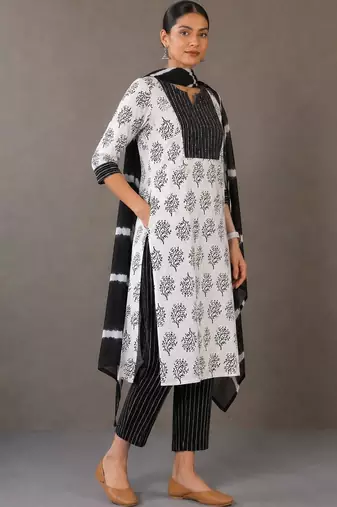 workwear women printed kurta with trousers with dupatta