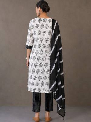 workwear women printed kurta with trousers with dupatta 5