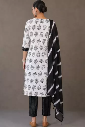 workwear women printed kurta with trousers with dupatta