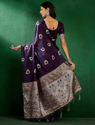 purple ethnic motifs zari banarasi saree 2