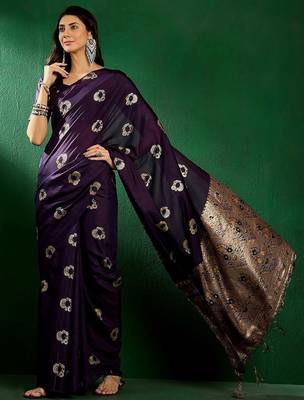 purple ethnic motifs zari banarasi saree 3