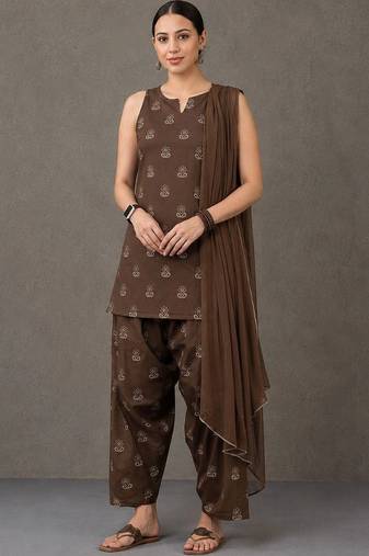 workwear women printed kurta with patiala with dupatta
