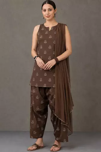 workwear women printed kurta with patiala with dupatta