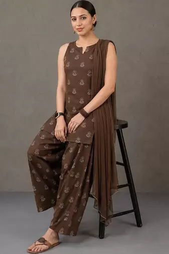 workwear women printed kurta with patiala with dupatta