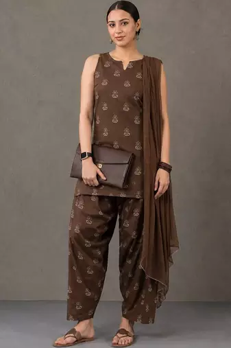workwear women printed kurta with patiala with dupatta