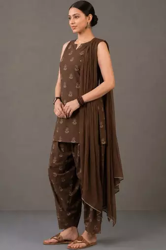 workwear women printed kurta with patiala with dupatta