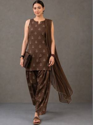 workwear women printed kurta with patiala with dupatta 7