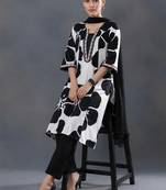 smart women printed kurta with trousers with dupatta