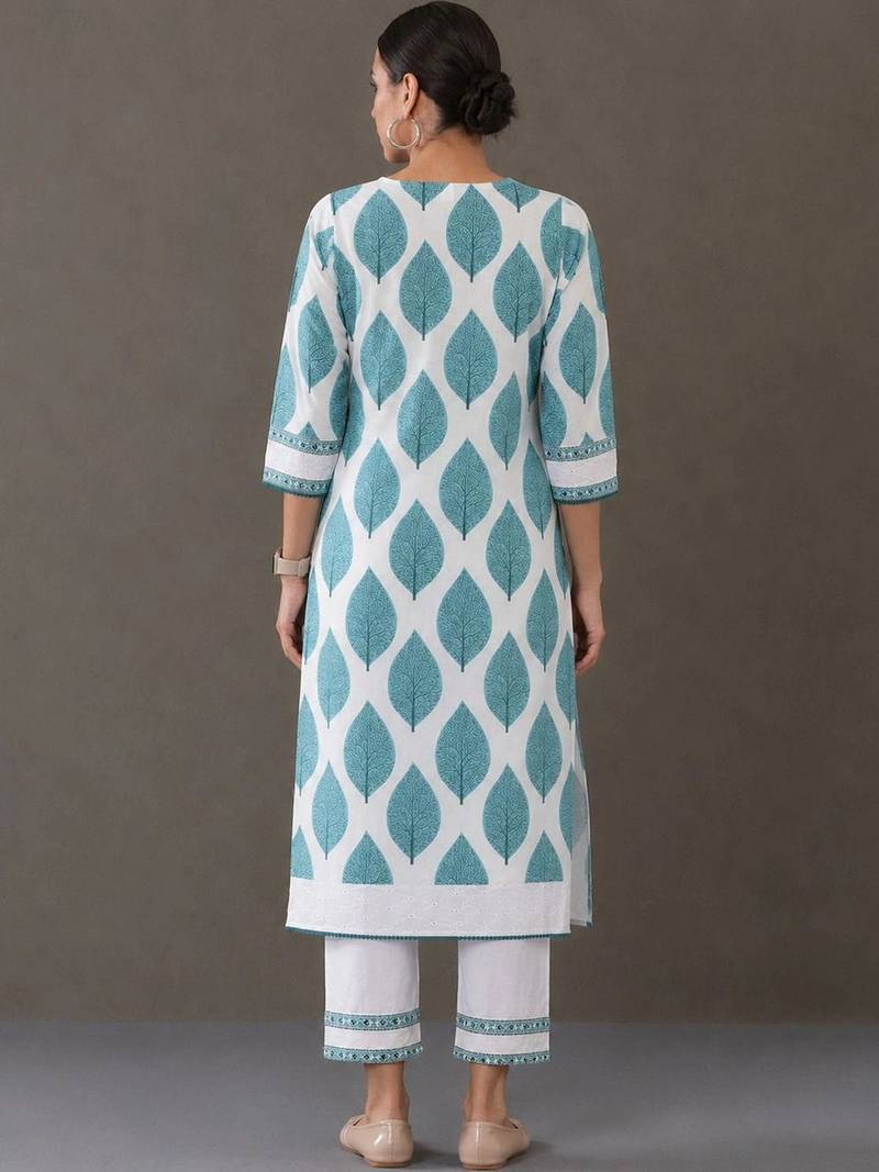 structured women printed kurta with trousers