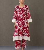 tailored women printed kurta with trousers