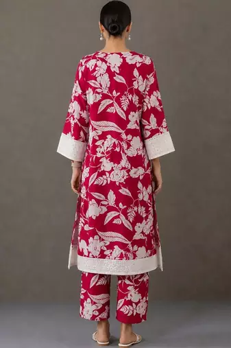 tailored women printed kurta with trousers