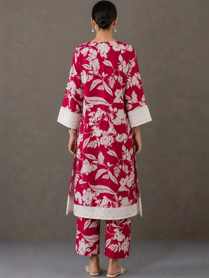 tailored women printed kurta with trousers