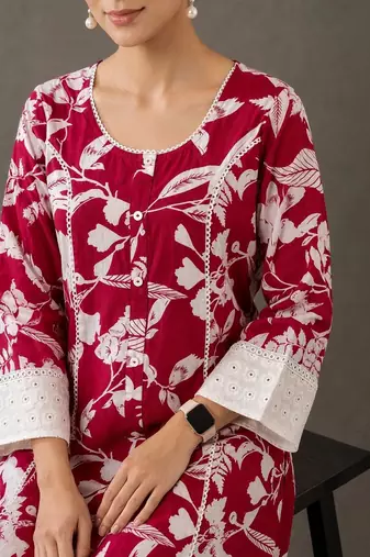 tailored women printed kurta with trousers