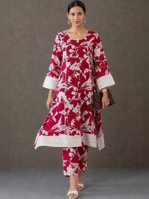 tailored women printed kurta with trousers 7