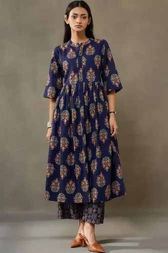 tailored women printed kurta with palazzos
