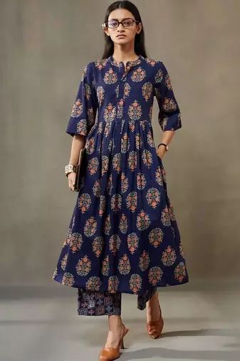 tailored women printed kurta with palazzos