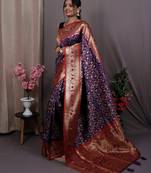 purple purple & red ethnic motifs woven design zari patola saree