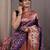 purple purple & red ethnic motifs woven design zari patola saree
