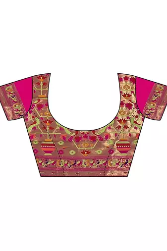 yellow yellow & pink ethnic motifs woven design zari patola saree