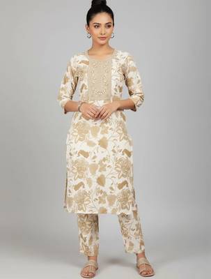 smart women printed kurta with trousers 1